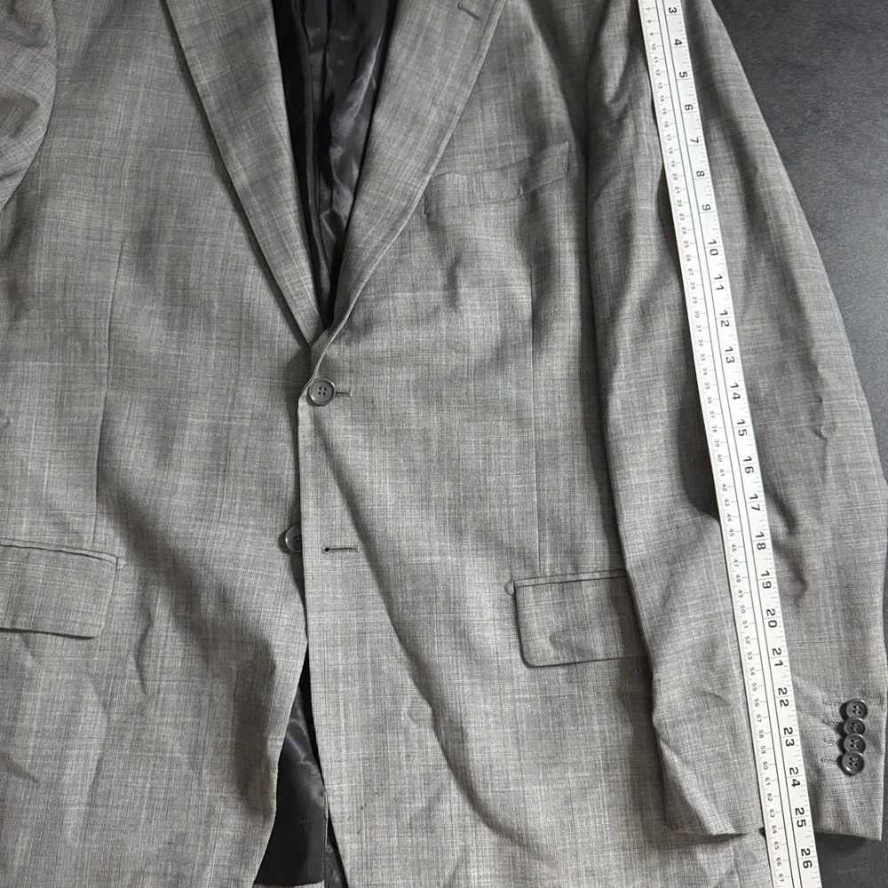 Botany 500 Super 110s Wool Plaid Two-Piece Suit 43R 36W Grey Made‎ in Italy
